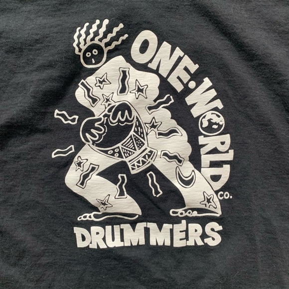 Vintage Single Stitch One World Drummer T Shirt Mens XL - Picture 2 of 7